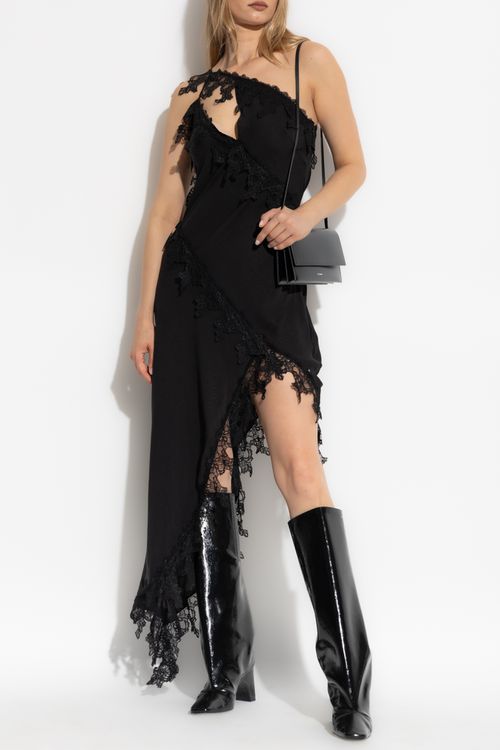 Dress With Lace Inserts, Women's, Black