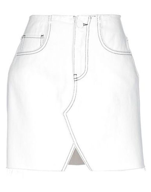P_jean Woman Denim skirt White Size 26 Cotton