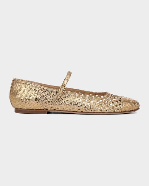 Ellie Metallic Raffia Ballerina Flats