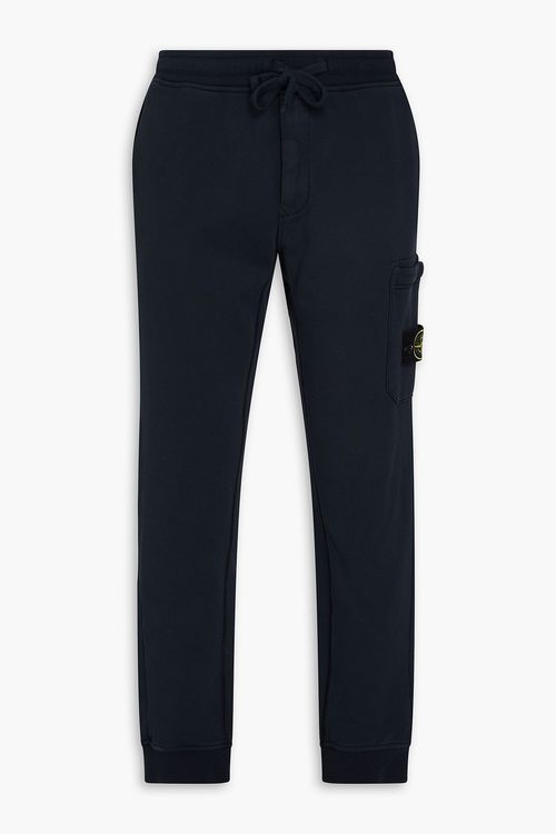 Tapered French cotton-terry sweatpants - Blue - L