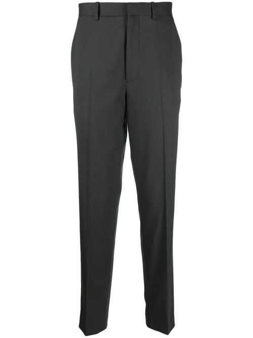 Gabardine-weave tapered-leg trousers - Grey