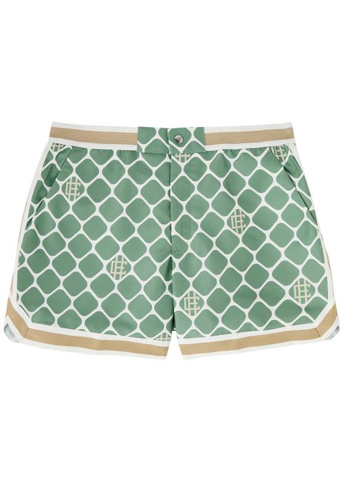 Baller Printed Nylon Swim Shorts - Green