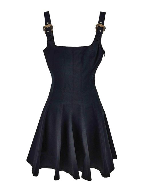 Short Dress In Black With Square-Neck