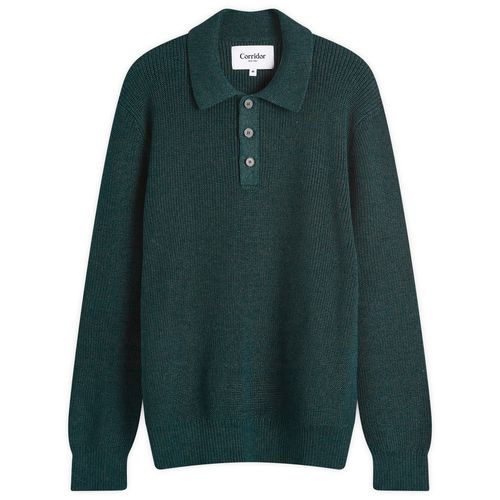 Men's Long Sleeve Slouchy Polo Shirt in Green