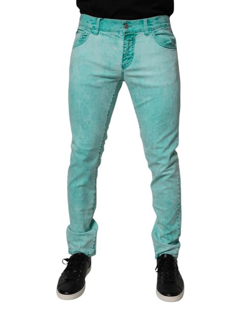 Tie-Dye Skinny Denim Jeans — Green