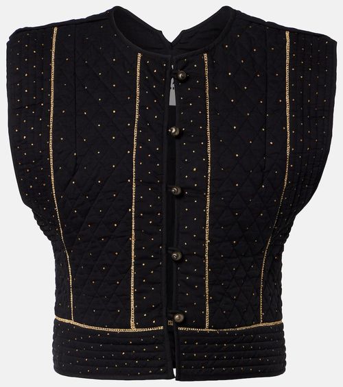 Volana embellished cropped cotton vest