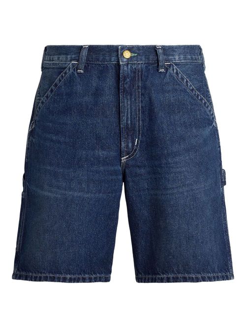Straight-leg denim shorts - Blue
