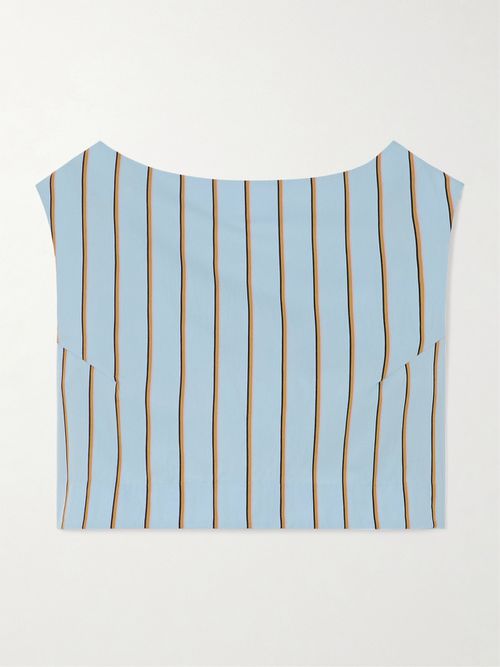 Richard Cropped Striped Twill Top - Blue