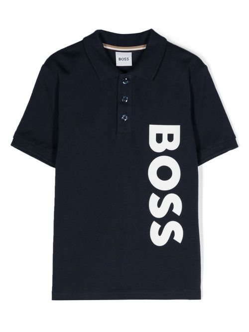 Logo-print cotton polo-shirt - Blue