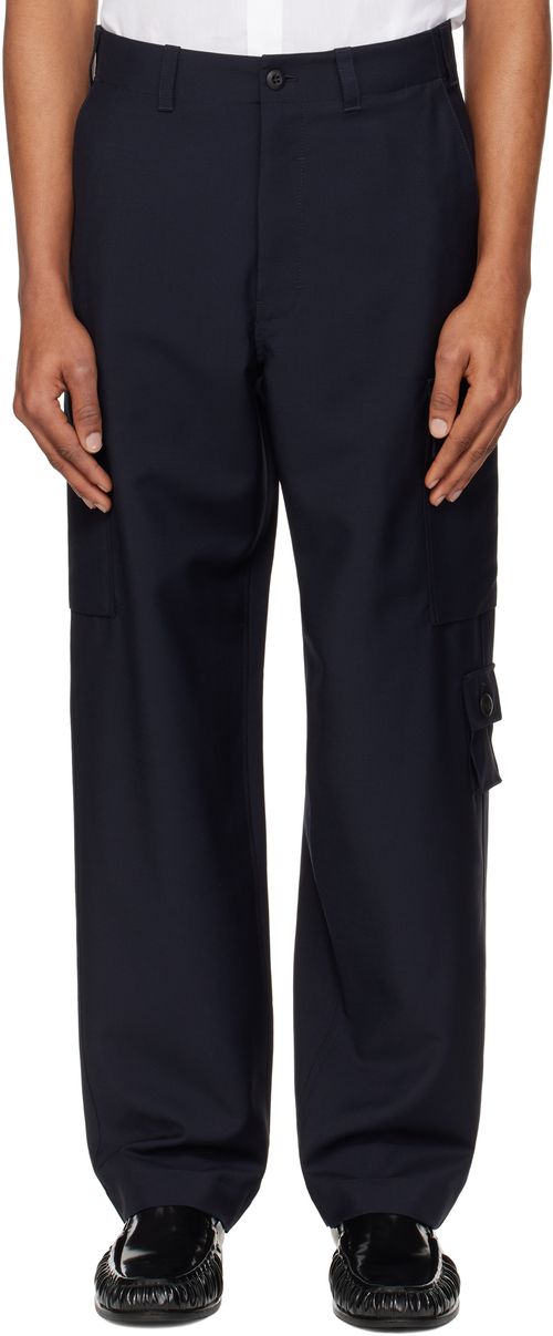 Givenchy Navy Wool & Mohair Cargo Pants