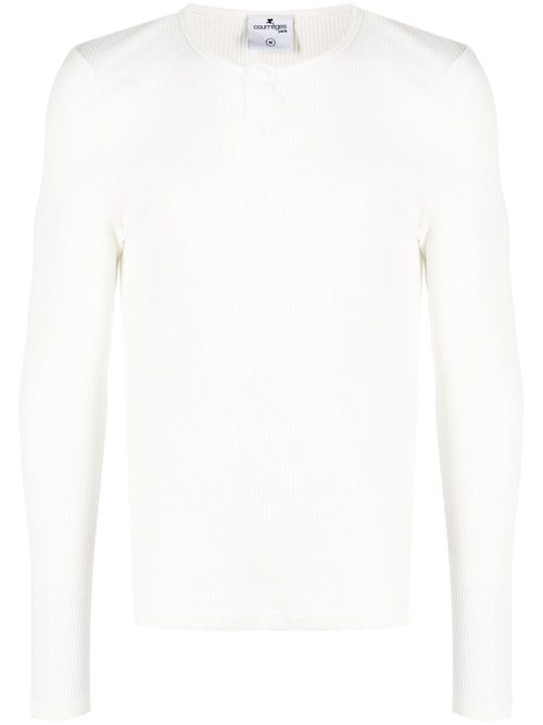 Ribbed knit thermal jumper - White