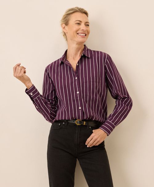 Women's Carmel Stripe All Day Poplin Classic Shirt