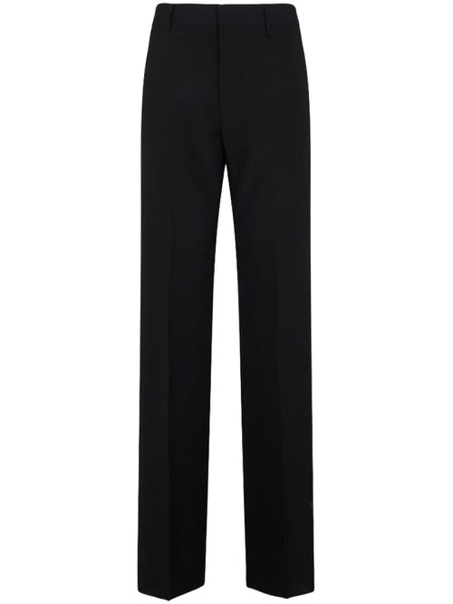 Logo-stripe wool straight trousers - Black