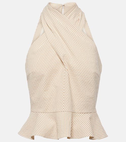 Drey halterneck cotton seersucker top