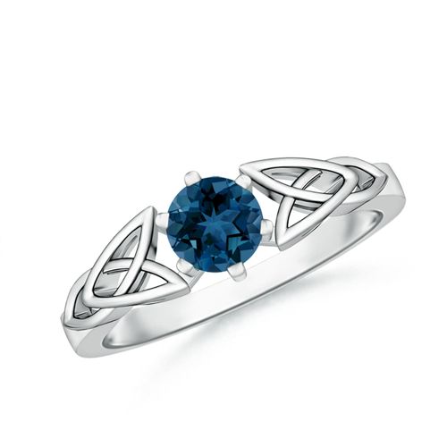 Angara 0.6 Carat Solitaire Round London Blue Topaz Celtic Knot Ring in Platinum