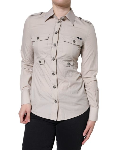 Cotton Collared Shirt — Beige