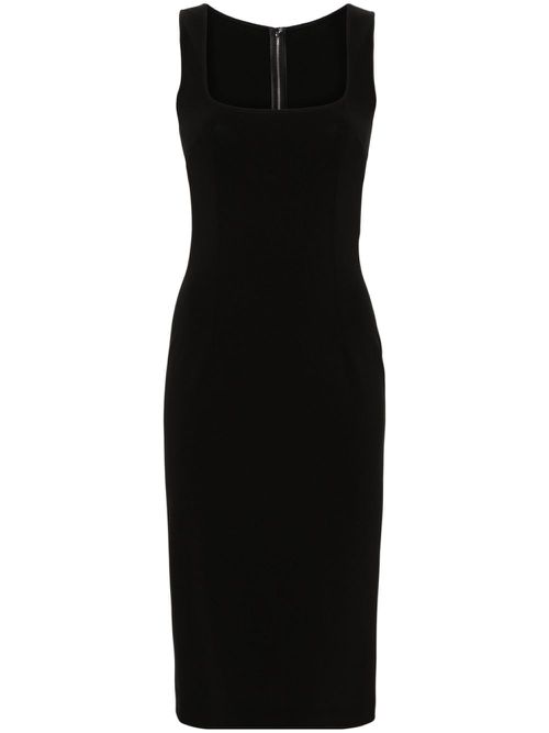 Square-neck sleeveless midi dress - Black