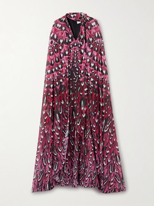 Printed Chiffon Gown - Pink
