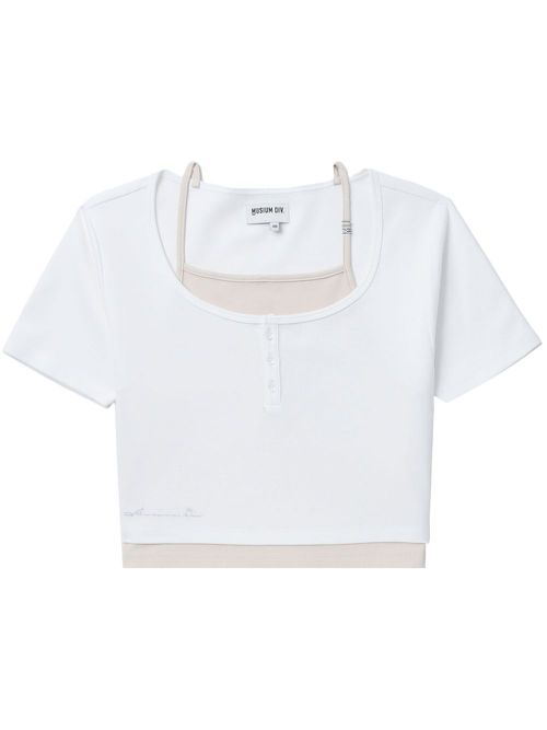 Layered cotton T-shirt - White