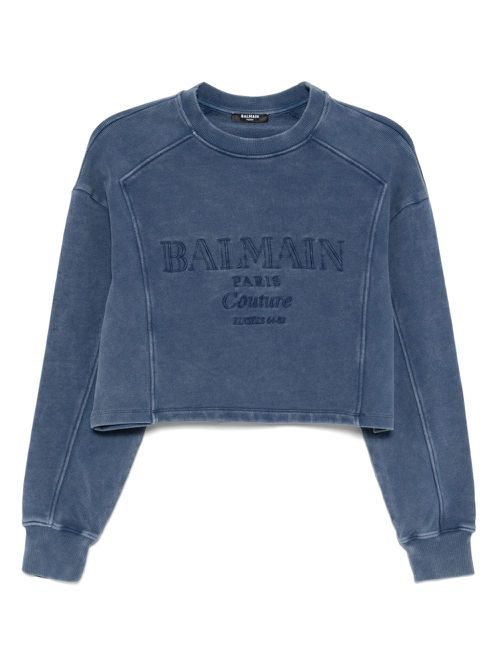 Balmain couture embroidered sweatshirt - Blue