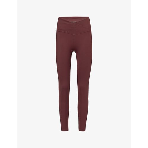 Womens Burgundy Ultimate Wrap-over High-rise Stretch-woven Leggings