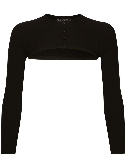 Cropped button-fastening cardigan