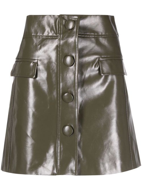 Patent-finish A-line miniskirt - Green