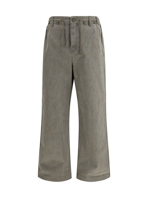 Cotton Wide-Leg Jeans — Gray