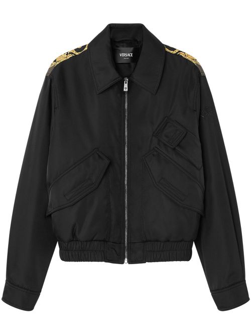 Barocco-print blouson jacket - Black