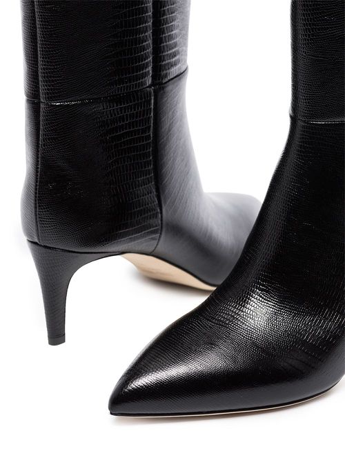 Snakeskin-effect 60mm knee-high boots - Black