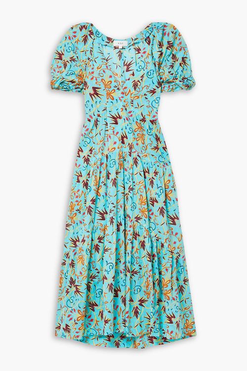 Carmela tiered printed cotton-voile midi dress