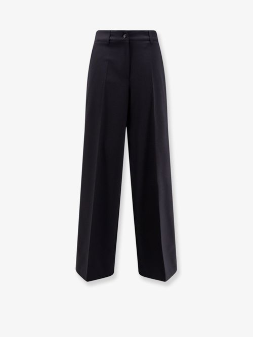Wool-Blend Wide-Leg Trousers — Black