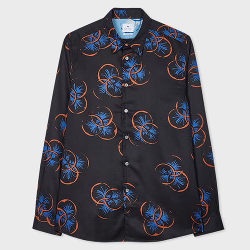 Blue 'Drinks' Print Lyocell Shirt