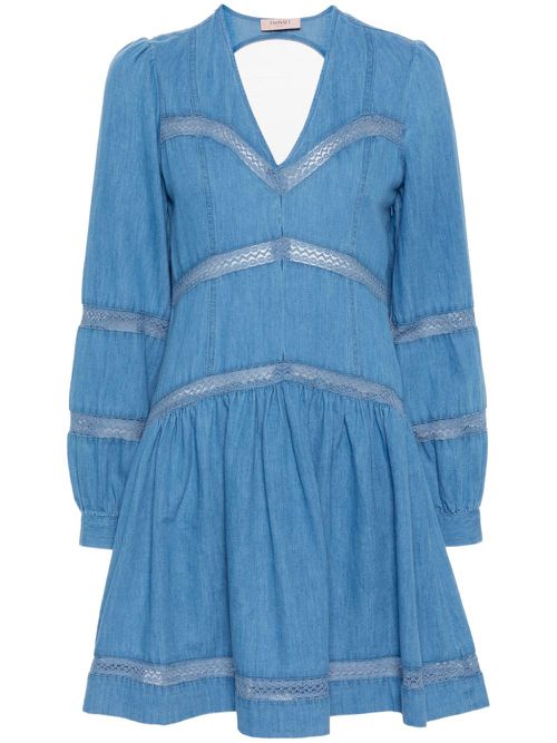 Flared denim mini dress - Blue