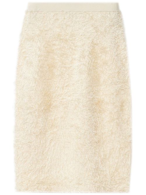 Textured-Finish Midi Skirt — Beige