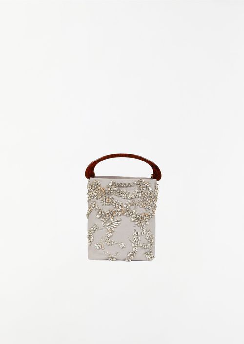 Dries Van Noten Crisp Embellished Cotton Bag Light Grey
