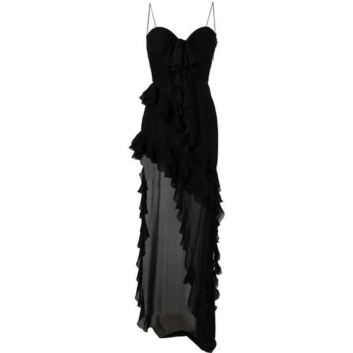Alessandra Rich Ruffles Detail Silk Georgette Evening Dre