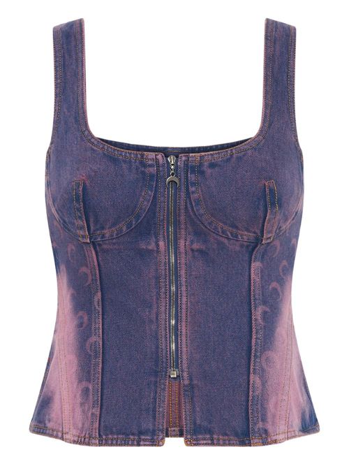 Marine Serre Moon Laser denim top - Purple