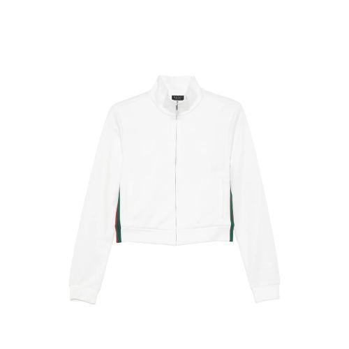 Web-stripe Zip-up Cardigan