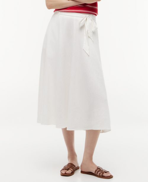 Women's Belted Midi Skirt - Ecru