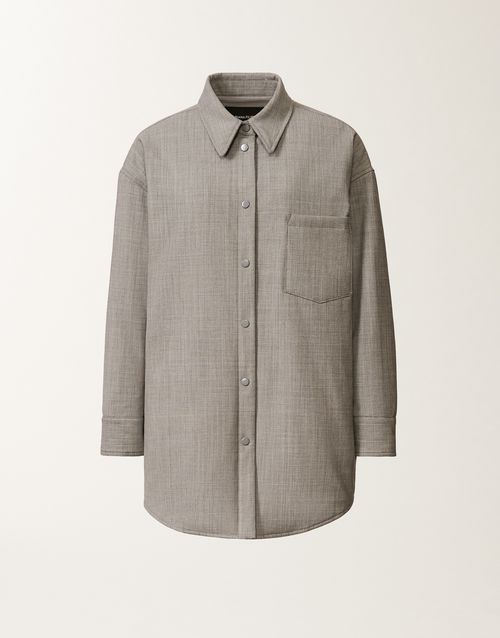 Long shirt in bistretch fresh wool with padding, rock melange