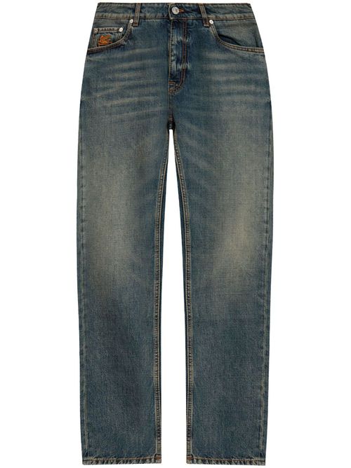 Vintage-effect tapered jeans - Blue