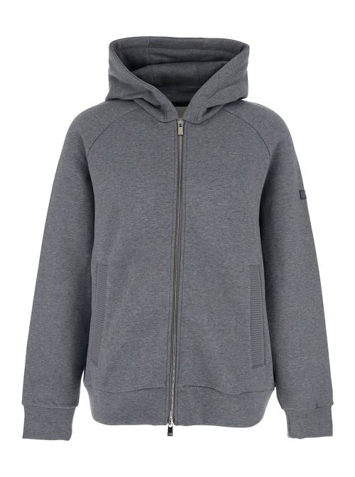 Baccaro Grey Sweatshirt With Hood And Logo Patch On The Sleeve In Cotton Man