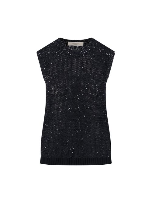 Ribbed Knit Top with Cotton Contrast