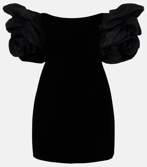 Off-shoulder velvet minidress