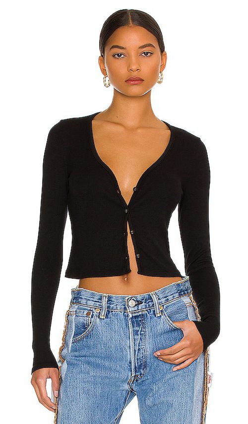 LA Made Sweet V Cardi in Chocolate. - L also in