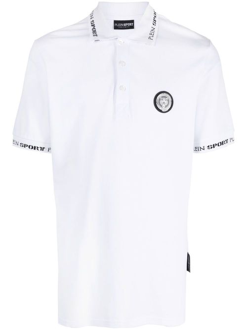Logo-patch short-sleeved polo shirt - White