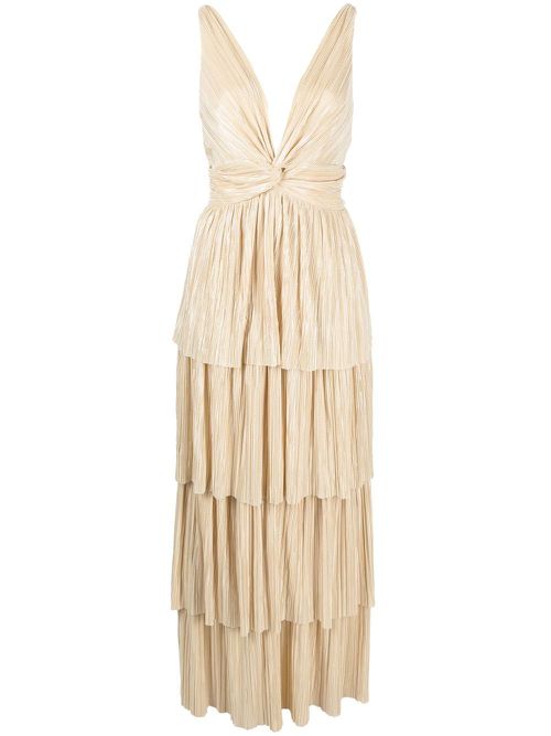 Delphina twist-front tiered gown - Yellow