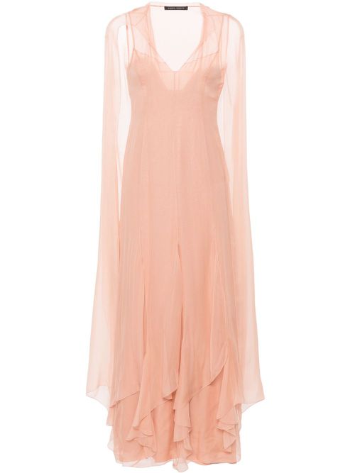 Alberta Ferretti ruffled-detail silk maxi dress - ピンク