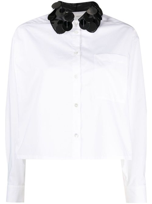Sequin-detailing cotton shirt - White